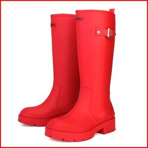 Women's Knee-High Rain Boots Waterproof Rubber Wide Calf Anti-Slip Sole